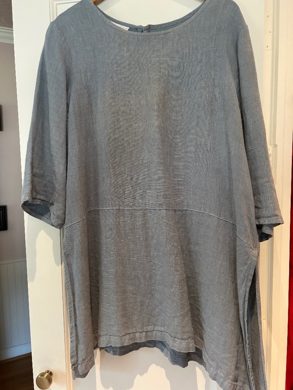 Bryn Walker XL Light Blue 100% Linen Long Tunic Top Made USA